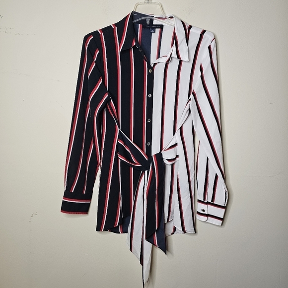 Tommy Hilfiger Tie-Front Colorblocked Tunic Shirt Size Medium - Picture 2 of 10